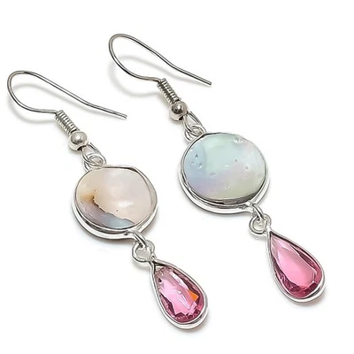 Ювелирные серьги из стерлингового серебра 925 пробы с перламутром 2,01 дюйма e211 - Изображение 1 из 3