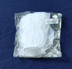White Tulle Wedding Bridal Veil with Comb 30" Simple Pencil Edge Single Tier - Picture 1 of 7