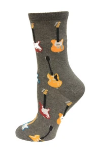 Hotsox Kids Crew Socks Guitars 1 Pair, Charcoal, Small/Medium - Picture 1 of 1