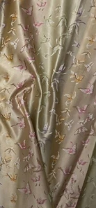 Gold Sage Green Pink Butterfly Chinese Brocade Fabric 35'' PRICE PER METER - Picture 1 of 2