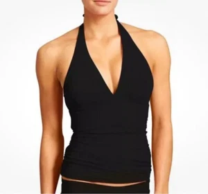 ATHLETA Shirrendipity Halter Tankini Swim LARGE Black Swim #739201 - Picture 1 of 2