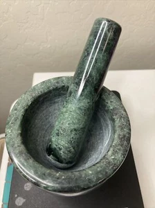Green Marble Mortar and Pestle set Spice Mixer Set - 4" x 4" x H 4" - Picture 1 of 16
