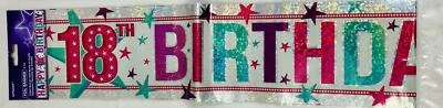 HAPPY 18TH BIRTHDAY PINK FOIL BANNER Party Decoration Amscan Anagram 9900024 - Image 1 of 3