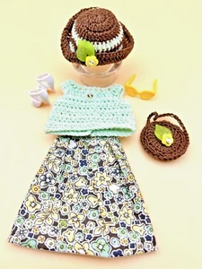 Barbie Fashion Doll Outfit Crochet Sweater Top Hand Sewn Skirt Purse Shoes New - Picture 1 of 9