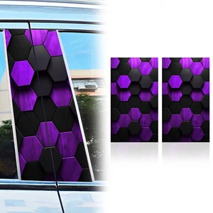 2x Pegatinas Púrpura Negro 3D Panal Centro Coche Pilar B Calcomanía Puerta Ventana Coche - Imagen 1 de 9