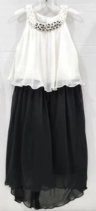 BCX Girl size 6X formal party Black & White hi-low Halter Dress with rhinestones - Picture 1 of 12