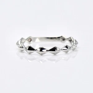 14K White Gold Diamond Shaped Geometric Stackable Band 2.5mm Ring sz.7 - New - Picture 1 of 8