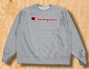 CHAMPION MENS XL CREW NECK REVERSE WEAVE HEATHER GRAY SPELL OUT SWEAT SHIRT - Picture 1 of 10