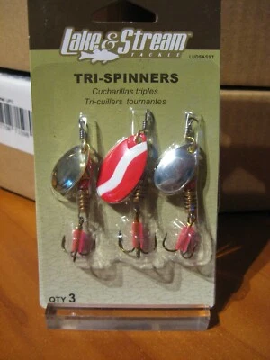 3 Assorted Eagle Claw Tri-Spinner Baits LUDSASST Spoon Fishing Lures - Image 1 of 3
