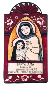 SANTA ANNA SAINT ANNE PATRON OF GRANDMOTHERS HANDCRAFTED WOOD 6.25" PLAQUE - Picture 1 of 3