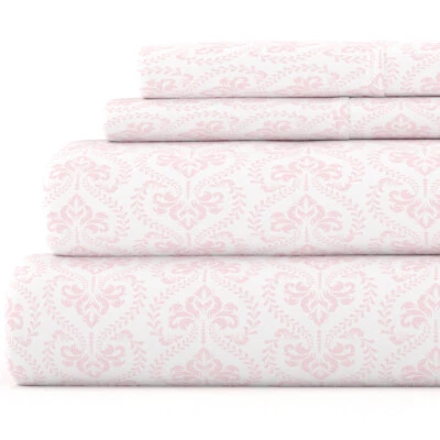 Kaycie Gray Fashion 4PC Ultra Soft 100% Microfiber Classic in Pink Bed Sheet Set - Image 1 of 4