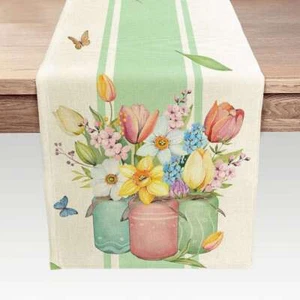 Flower Table Runner Floral 72inch for Long Table Kitchen Heat Resistant Stain - Picture 1 of 2