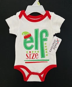 Baby Starters/BWA Infant Baby White S/S 'Elf Size' Holiday Creeper Bodysuit - Picture 1 of 2