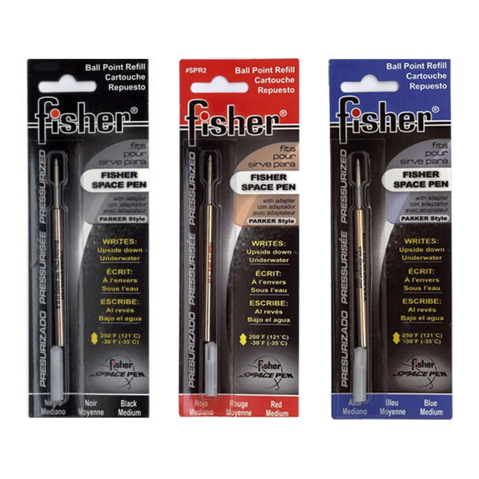 FISHER Space Pen Kugelschreiber Gasdruck Großraum Mine F B M Schwarz Rot Blau - Bild 1 von 1