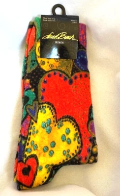 Calcetines Laurel Burch Multicolor Corazones Brillantes M/L Calcetín Artista Zapato Talla 4-10 Raro Foto 1 de 4