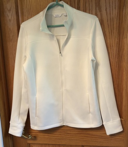 OFF WHITE Giacca tennis golf Lady Hagen donna M bianco sporco full zip finto collo elasticizzato