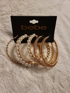 Bebe Earring Hoop Set New, 2" each. - Picture 1 of 7