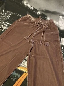 Zara Dusky Pink Velour Wide Leg Joggers/Trousers/ Drawstring Size 10 RARE! - Picture 1 of 4