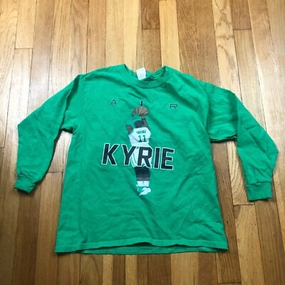 Kyrie Shirt Boys Medium Long Sleeve Top Green Irving Basketball NBA Cotton Youth - Image 1 of 4