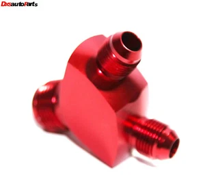 Fitting Adapter 3-Way Y-Block AN12 12-AN Male to (two) AN8 8-AN RED - Picture 1 of 8