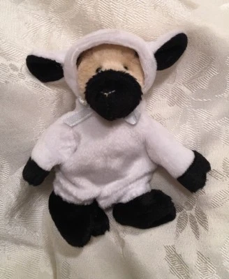 Mini Wooley GANZ Tan Teddy Bear Plush Sheep Costume 2001 White Black HE4282 - Image 1 of 4