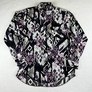 Wrangler Vintage Purple Southwestern Indian Aztec Cowboy Button Shirt 16.5 Large