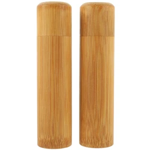 2 Pezzi Bidone da Tè in Bambù Tubo di Conservazione in Bambù Contenitore Spazzolino da Denti (Marrone Chiaro) - Foto 1 di 12