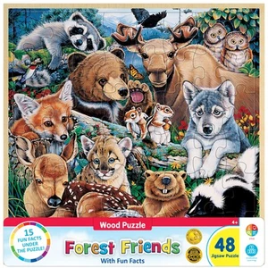 MasterPieces - Wood Fun Facts - Forest Friends 48 Piece Wood Jigsaw Puzzle - Picture 1 of 6