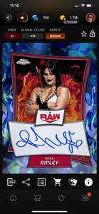 DIGITAL Topps WWE Slam Chrome Sapphire 25 Rhea Ripley Red Brand Signature - Picture 1 of 2