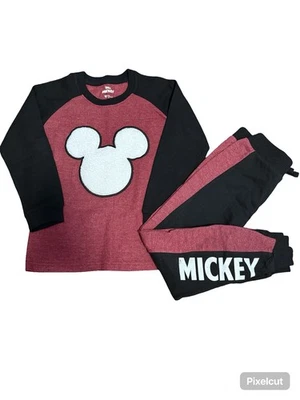Disney Jr Mickey Mouse Kids Snug Fit Black & Red Thermal Pajama Set Size Youth 7 - Image 1 of 4