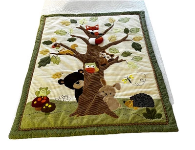 Стеганое одеяло для кроватки ягнят и плюща настенное ECHO лесная лиса сова еж - Изображение 1 из 4