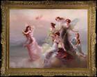 Hand Painted Old Master-Art Antique Oil Painting Portrait Fairy Girl On Canvas