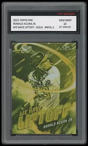 RONALD ACUÑA JR. 2021 TOPPS FIRE WE HAVE LIFTOFF DORADO 1ER GRADO TARJETA DE 10 BRAVOS - Imagen 1 de 1