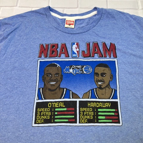 Orlando Magic Homage NBA Jam Shaq & Hardaway Blue Vintage T-shirt Size 3XL RARE Cover