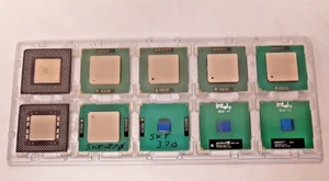 LOT OF 10 VINTAGE INTEL, 9 X SKT 370, 1 X SKT 7 PROCESSORS, ASST. SPEEDS, TESTED - Picture 1 of 8