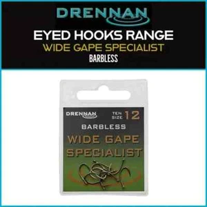 DRENNAN EYED HOOKS RANGE - WIDE GAPE SPECIALIST BARBLESS | NEW - ALL SIZES - Picture 1 of 1