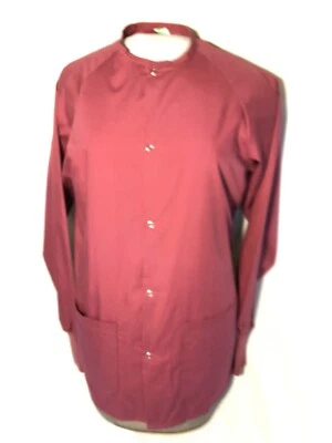 NEW FASHION SEAL 6723 UNISEX XS WARM-UP SCRUB TOP JACKET CRANBERRY LONG SLEEVE   - Image 1 of 4