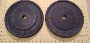  Vintage York Weight Plates  (2) 20 LB. w/ 1 1/8" Hole