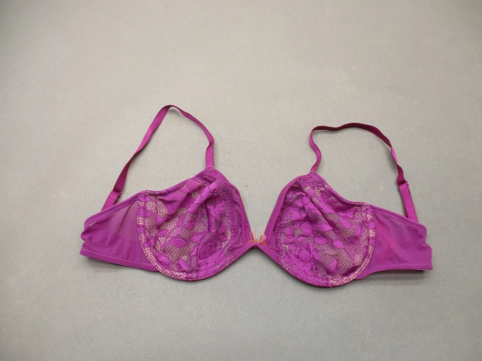 32D Betsey Johnson женщин фиолетовый кружева без подкладки на косточках назад застежки Demi бюстгальтер 5K - Изображение 1 из 4