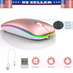Dual Mode 2.4G Wireless Bluetooth Optical Mouse Rechargeable for Laptop PC Mac - Picture 1 of 13