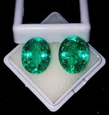 5-7 Ct Each Natural Colombian Emerald Oval Cut Certified Stunning Gemstone Pair