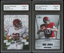 MAC JONES 2021 PRIZED + LEAF SILVER 1ST GRADED 10 ROOKIE CARD RC 2 PATRIOTS
