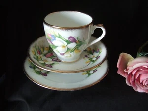 Vintage Imperial Bone China Trio tazza da tè piattino e piatto design crocus - Foto 1 di 7