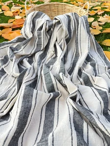 Cotton Light Weight Softened Undyed Fabric With Pin Stripes By 2 Yards. - Picture 1 of 8