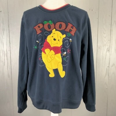 Vintage Winnie The Pooh Christmas Sweatshirt Womens Large Embroidered Loungewear - Image 1 of 4