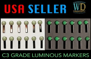 Uhr Zifferblatt Stundenmarkierungen Silber Grün Blau Lume Vernickelt Indizes Index GOLD - Bild 1 von 5