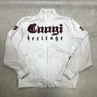 Veste homme vintage à fermeture éclair complète COOGI blanc Y2K logo hip-hop épissé gothique