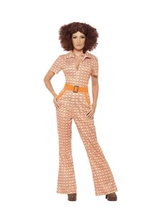 Smiffys Authentic 70s Chic Costume, Orange (Size S) - Picture 1 of 4