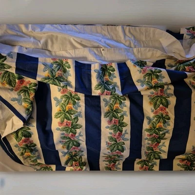 Funda nórdica vintage hecha a mano Waverly foral/tela a rayas 100 % algodón QUEEN  Foto 1 de 4