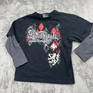 Vintage Southpole Kinder Größe Medium Langarm Y2K schwarz grau Ärmel - Bild 1 von 7